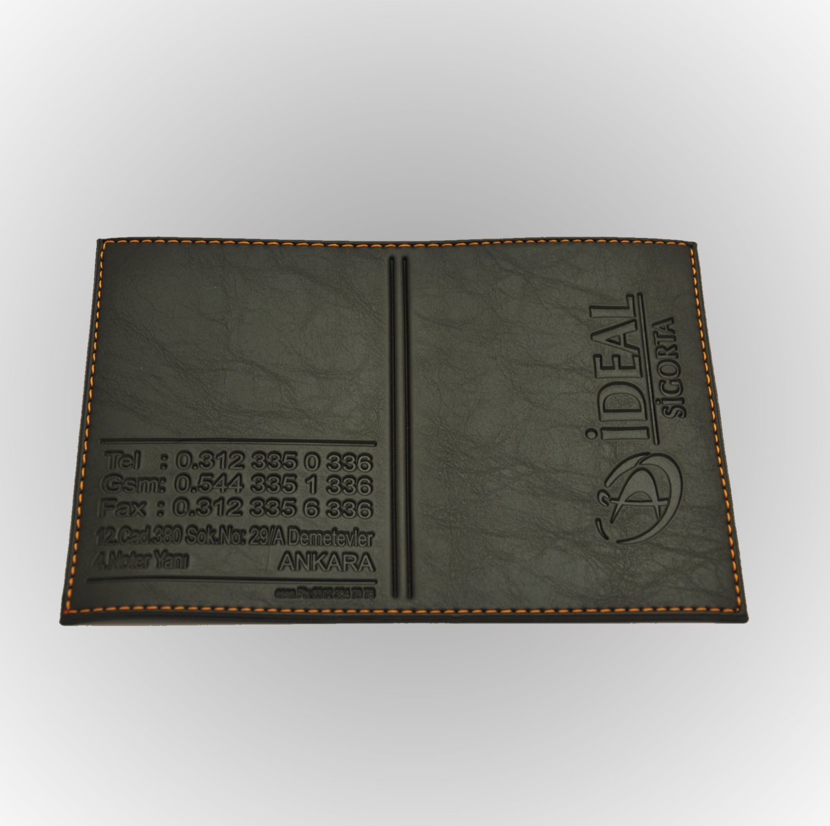 Klişe Sıcak Baskılı Dikişli Suni Deri Ruhsat Kabı