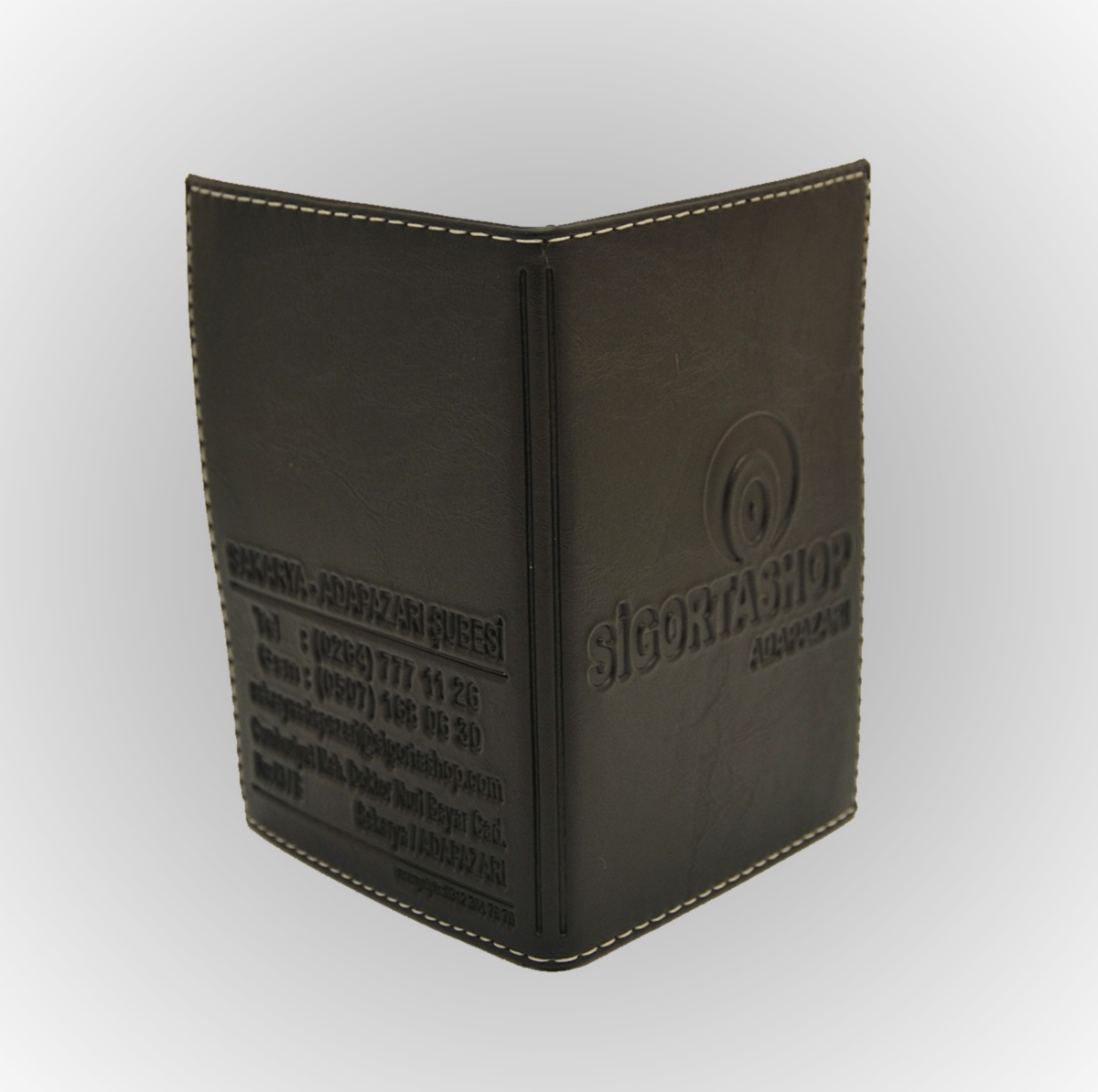 Klişe Sıcak Baskılı Dikişli Suni Deri Ruhsat Kabı